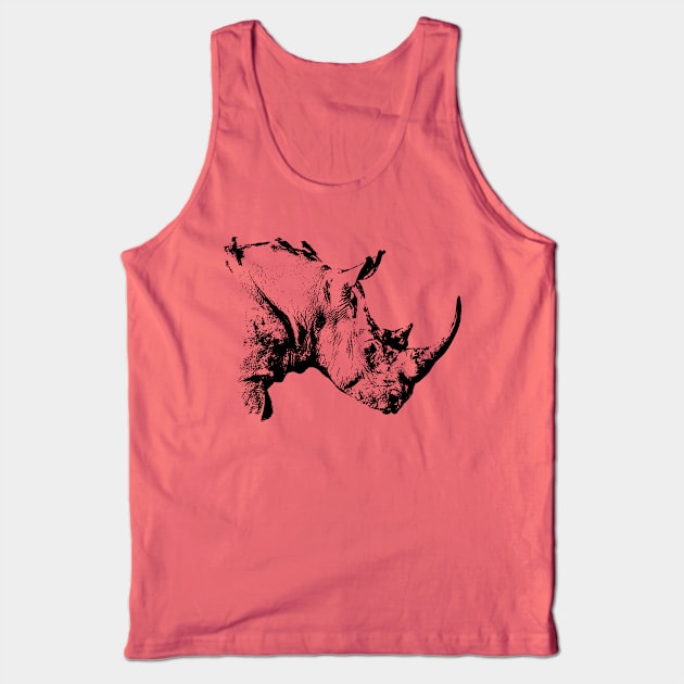 White Rhino with Oxpeckers | African Wildlife Tank Top by scotch